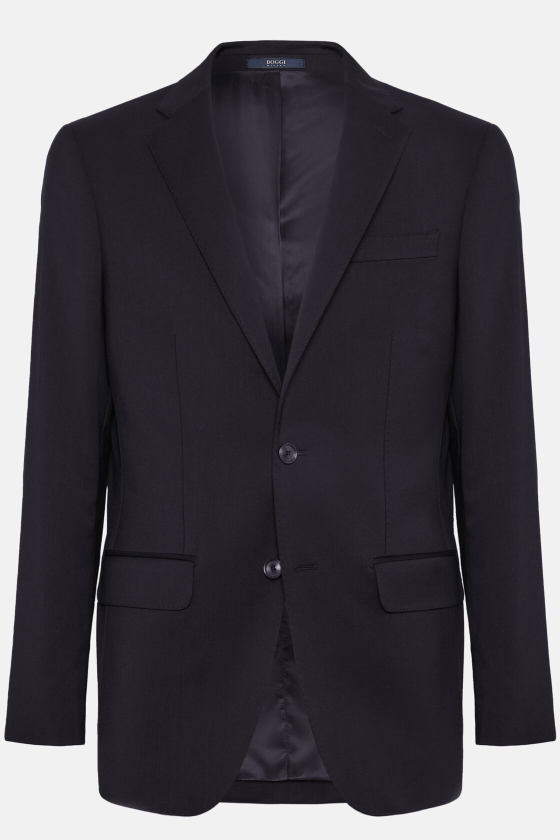 Navy Stretch Wool Twill Suit, , hi-res