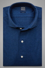 closed collar light blue polo shirt slim fit, Blue, hi-res