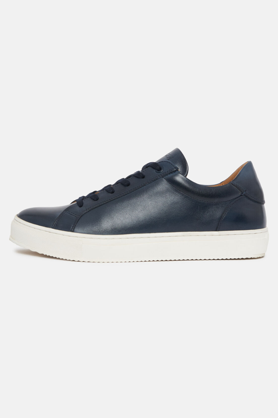 Navy Leather Trainers, Navy blue, hi-res