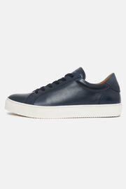Navy Leather Trainers, Navy blue, hi-res