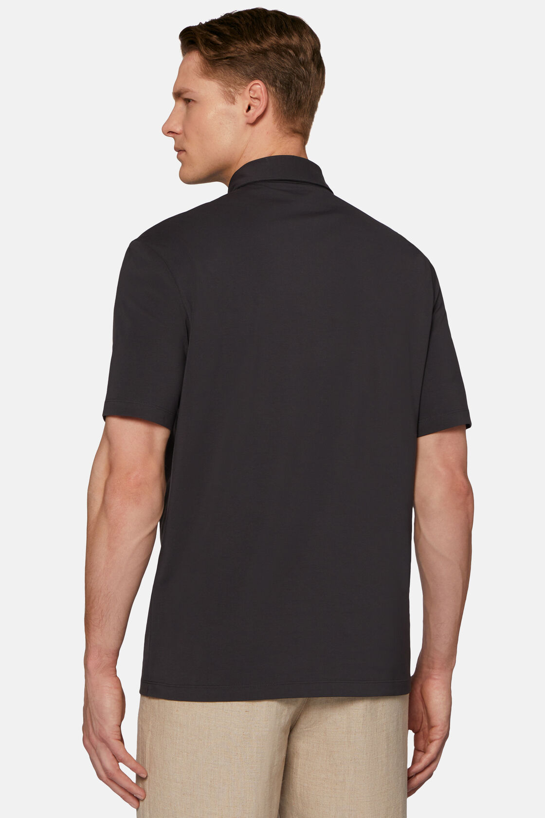 Polo Shirt In Stretch Supima Cotton, Black, hi-res