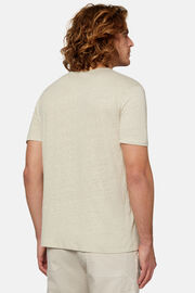 T-Shirt in Stretch Linen Jersey, Sand, hi-res