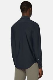Marineblaues Slim Fit Hemd Aus Stretch Nylon, Navy blau, hi-res