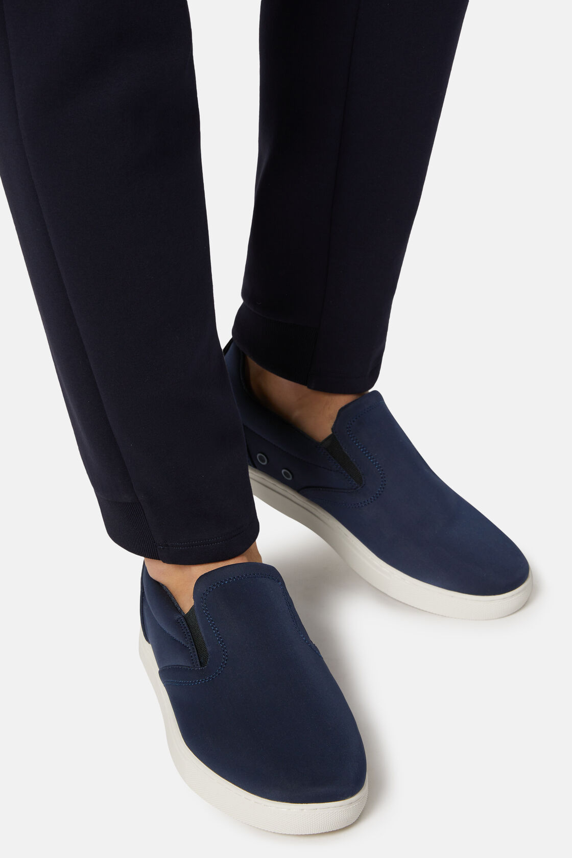 Παπούτσια χωρίς κορδόνια σε μπλε ναυτικό χρώμα, από τεχνικό ύφασμα, Navy blue, hi-res
