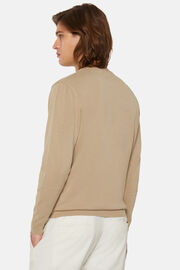 Beżowy sweter z bawełny Pima z okrągłym dekoltem, Beige, hi-res