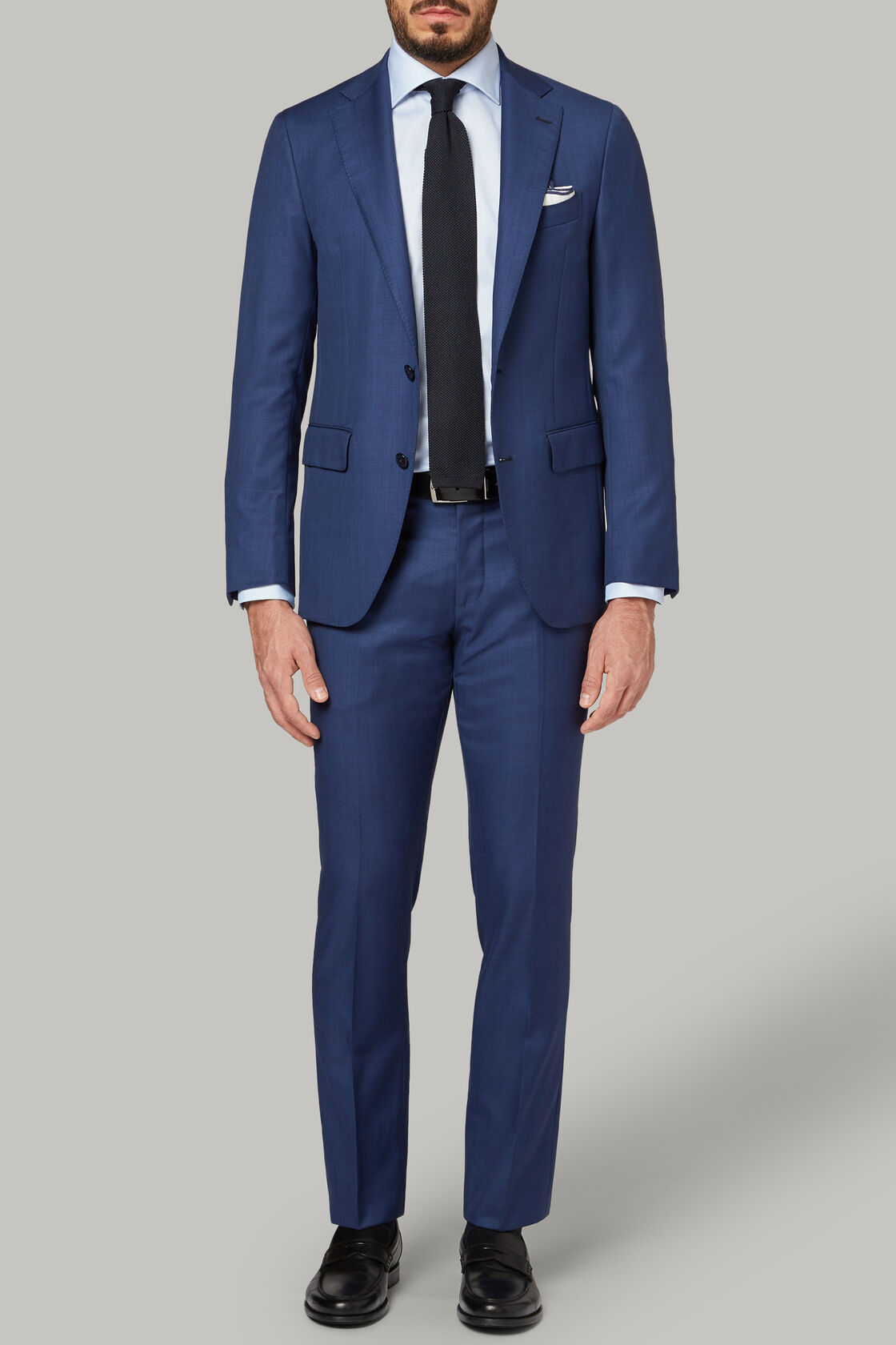 Men's Blue Grisaille Suit in Super 110 Wool | Boggi Milano