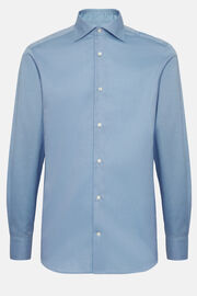 Slim Fit Sky Blue Cotton Twill Shirt, Light Blu, hi-res