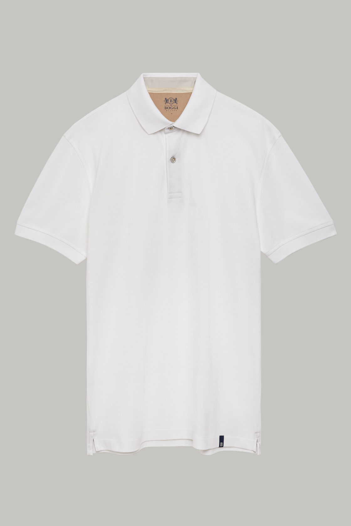 Regular fit cotton pique polo shirt, White, hi-res