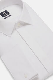 Schmale Baumwoll-Satin-Hemd, Weiß, hi-res