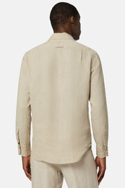 Λινό πουκάμισο με κανονική εφαρμογή, σε γκρι ανοιχτό χρώμα, Taupe, hi-res