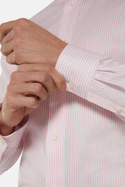 Slim Fit Pink Striped Cotton Twill Shirt, Pink, hi-res