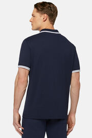 Poloshirt van high-performance piqué, Navy blue, hi-res