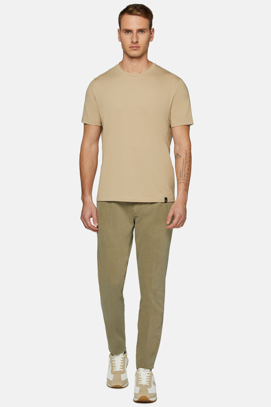 T-Shirt in Sustainable Performance Pique, Beige, hi-res