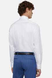 Λευκό βαμβακερό διαγωνάλ πουκάμισο, με κανονική γραμμή, White, hi-res