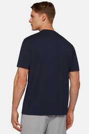 T-shirt in stretch supima katoen, Navy blue, hi-res