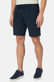 Stretch Cotton Summer Bermuda Shorts, Navy blue, hi-res