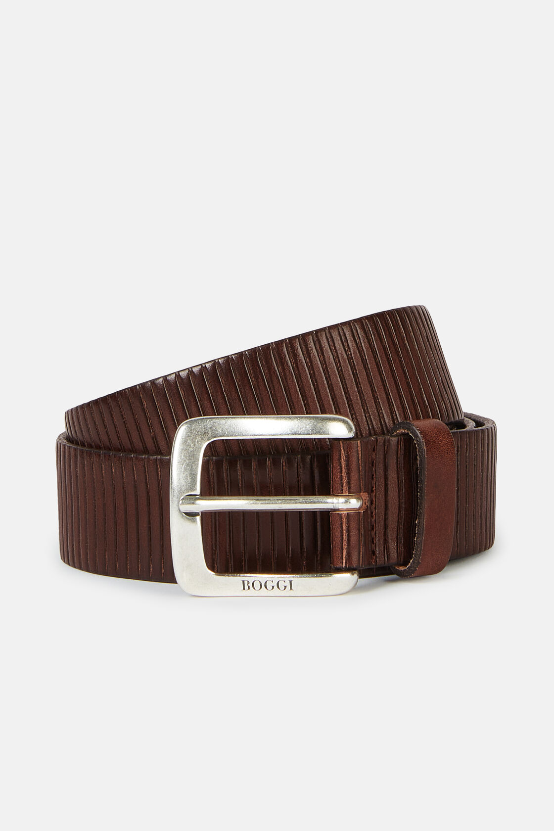 Leather sports belt, Brown, hi-res
