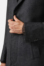 Wool Coat With Concealed Hood, Grey, hi-res
