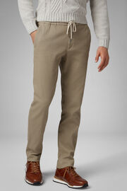 Pantalon En Coton Stretch Avec Taille Élastique Coupe Ajustée, , hi-res