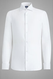 Camisa blanca en pin point de algodón slim fit, Blanco, hi-res