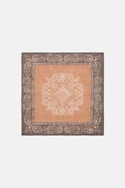 Macro Patterned Linen Pocket Square, Orange, hi-res
