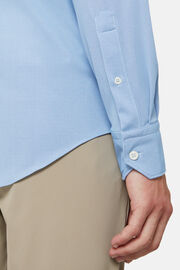 Slim fit blauw overhemd van stretch nylon, Medium Blue, hi-res