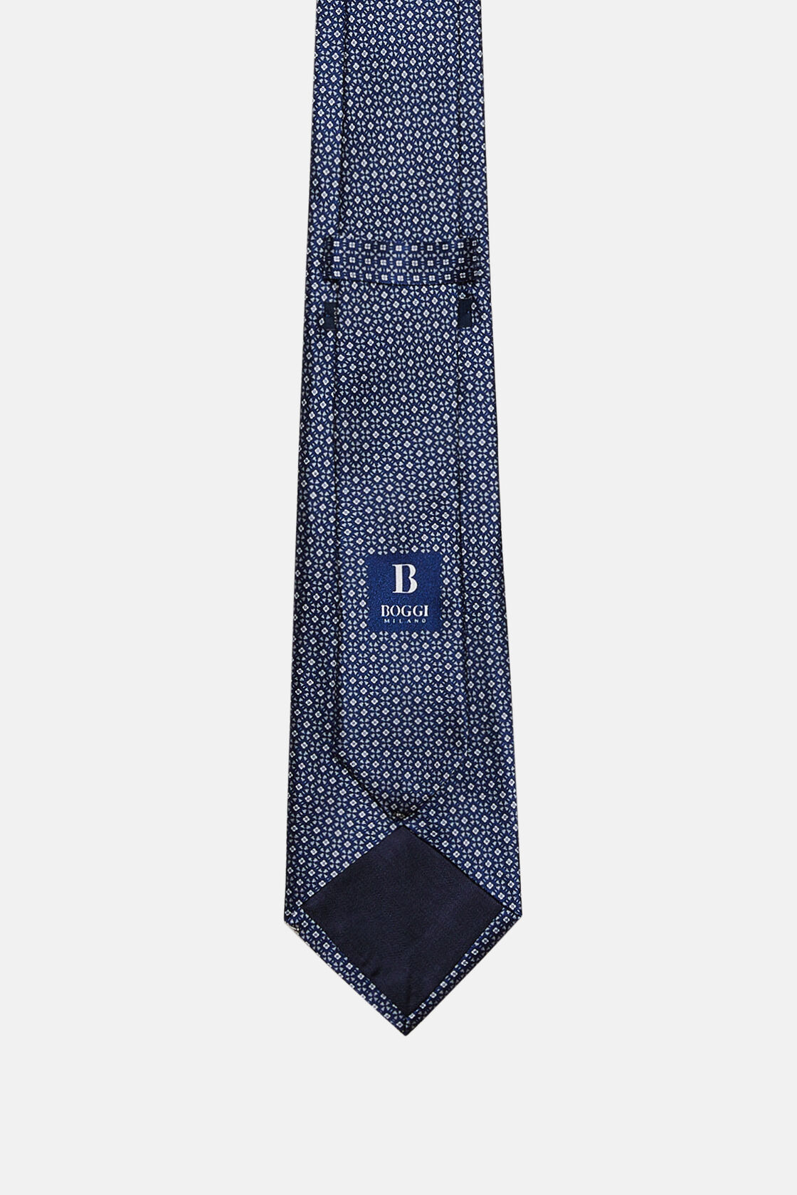 Cravate De Cérémonie Imprimée En Soie, bleu marine, hi-res