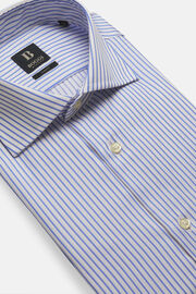 Slim Fit Royal Striped Cotton Twill Shirt, Bluette, hi-res