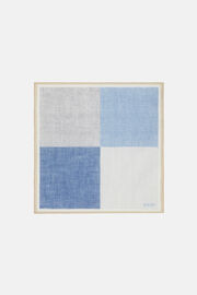 Colour Block Linen Pocket Square, Grey, hi-res