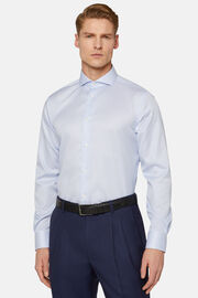 Σιέλ ριγέ πουκάμισο κανονικής εφαρμογής από βαμβάκι dobby, Light Blue, hi-res