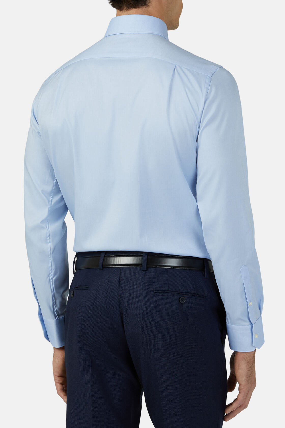 Men's Regular Fit Sky Blue Pin Point Cotton Shirt | Boggi Milano
