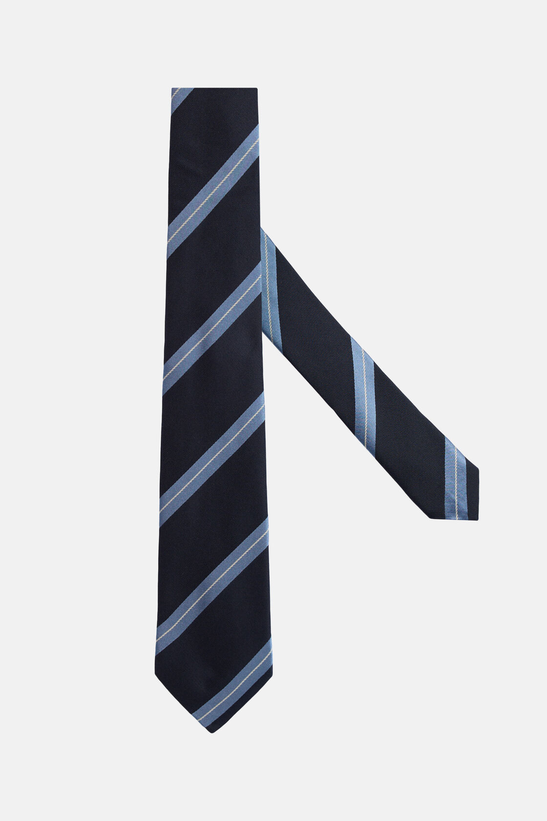Regimental Silk Tie, Navy - Blue, hi-res