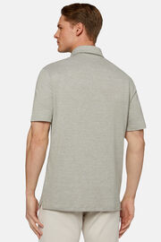 Cotton/Linen Piqué Polo Shirt, Green, hi-res