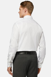 Camicia Bianca In Pin Point Di Cotone Regular Long Fit, Bianco, hi-res
