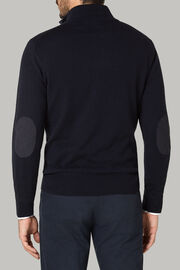 Wool cashmere half zip sweater, Navy blau, hi-res
