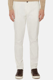 Spodnie z elastycznej bawełny, White, hi-res