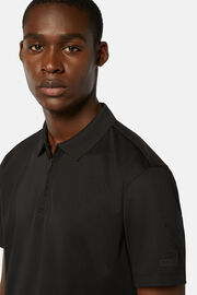 Polo Shirt in Sustainable High-Performance Fabric, Black, hi-res