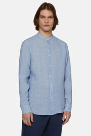 Hemelsblauw Linnen Regular Fit Overhemd, Light Blue, hi-res
