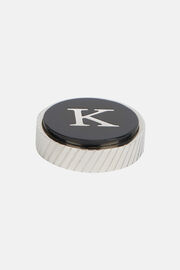 Circular letter k for cufflinks, Black, hi-res