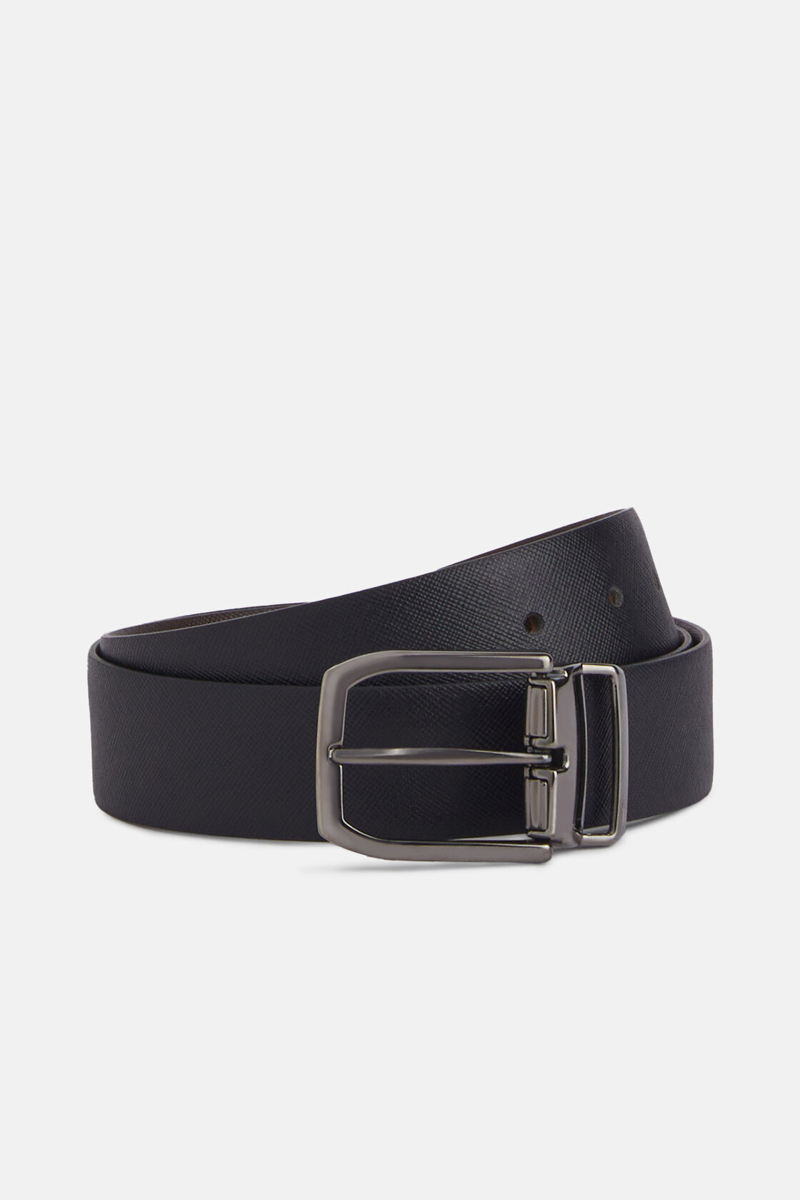 Reversible Belt in Printed Leather, Black, hi-res