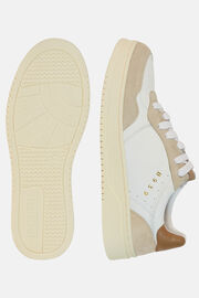Sneakers In Pelle Bottalata Bianche, Bianco, hi-res
