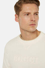 Bawełniana bluza z okrągłym dekoltem, White, hi-res