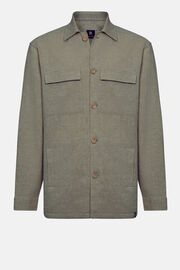 Cotton and Linen Link Shirt Jacket, Green, hi-res