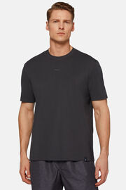 Bawełniana koszulka z elastycznej bawełny supima, Black, hi-res