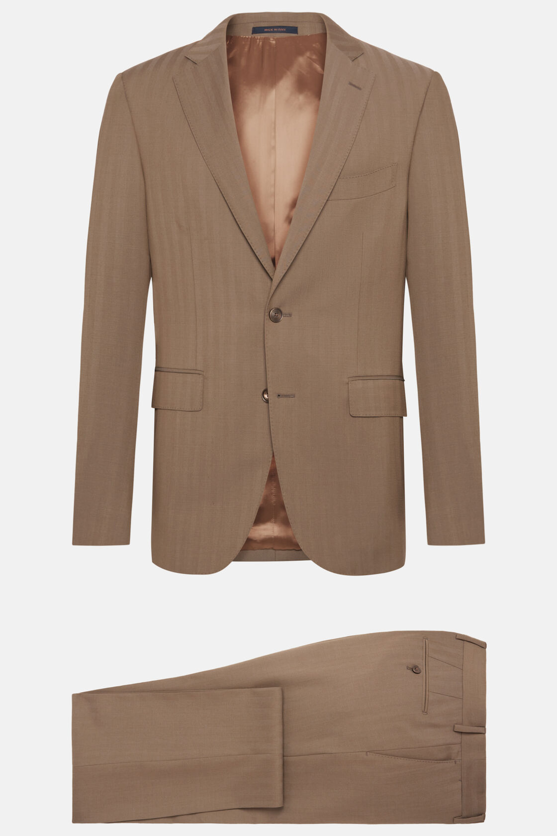 Dove Grey Herringbone Suit In Super 130 Pure Wool, Taupe, hi-res