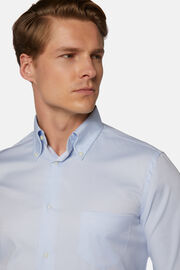Camicia Azzurra In Pin Point Di Cotone Regular Fit, Azzurro, hi-res