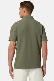 Cotton Crepe Jersey Polo Shirt, Military Green, hi-res
