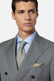 Dwurzędowy szary garnitur w prążki z czystej wełny, Grey, hi-res