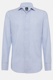 Blue Striped Regular Fit Shirt In Cotton Dobby, Medium Blue, hi-res