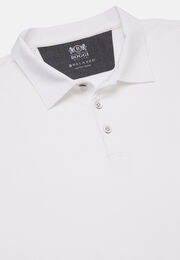 Poloshirt aus baumwolle und tencel regular fit lange ärmel, Weiß, hi-res